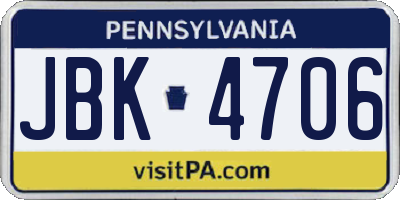 PA license plate JBK4706