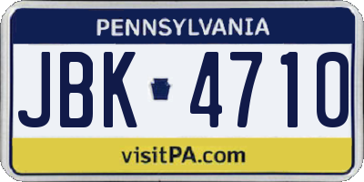 PA license plate JBK4710