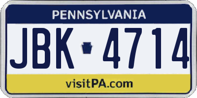 PA license plate JBK4714