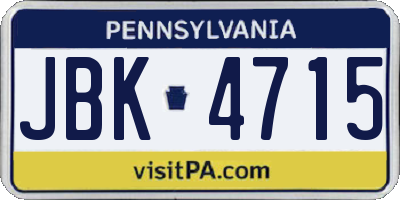 PA license plate JBK4715