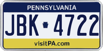 PA license plate JBK4722