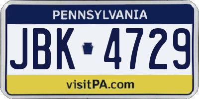PA license plate JBK4729