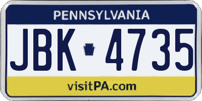 PA license plate JBK4735