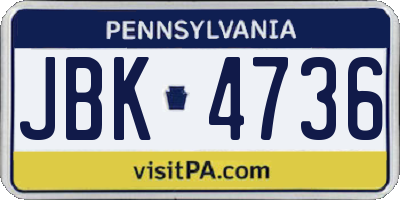 PA license plate JBK4736