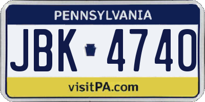 PA license plate JBK4740