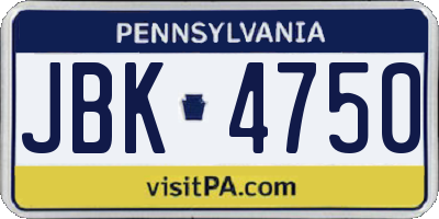 PA license plate JBK4750