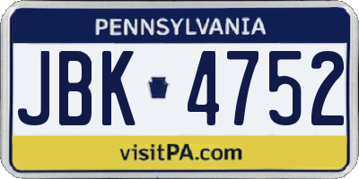 PA license plate JBK4752