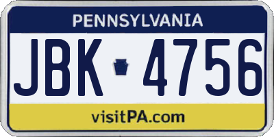 PA license plate JBK4756
