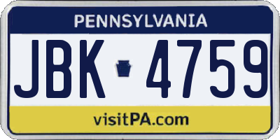 PA license plate JBK4759