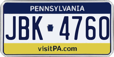 PA license plate JBK4760