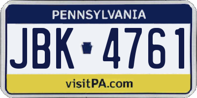 PA license plate JBK4761