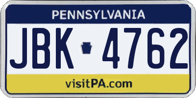 PA license plate JBK4762