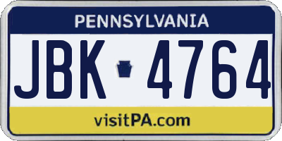 PA license plate JBK4764