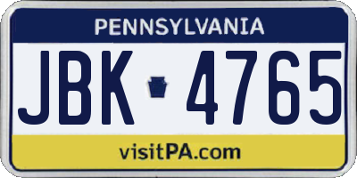 PA license plate JBK4765