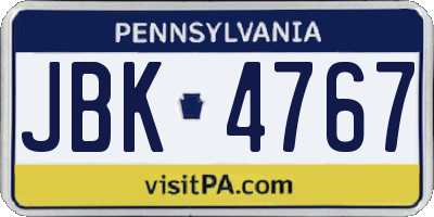 PA license plate JBK4767