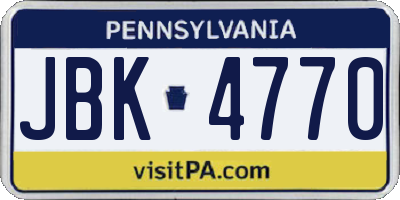 PA license plate JBK4770