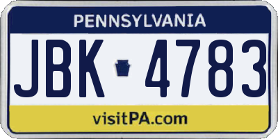 PA license plate JBK4783