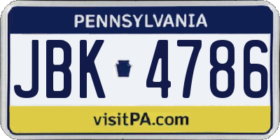 PA license plate JBK4786