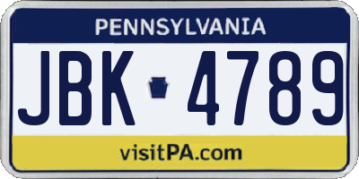 PA license plate JBK4789