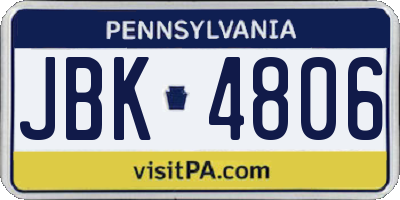 PA license plate JBK4806