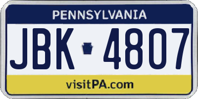 PA license plate JBK4807