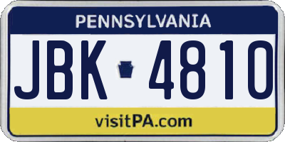 PA license plate JBK4810