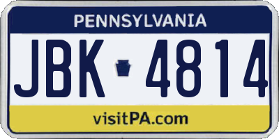 PA license plate JBK4814