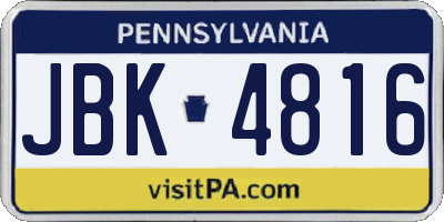 PA license plate JBK4816