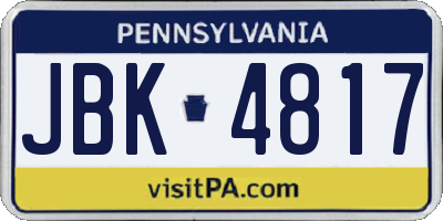 PA license plate JBK4817