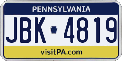 PA license plate JBK4819