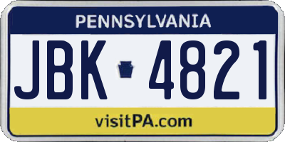 PA license plate JBK4821