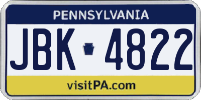 PA license plate JBK4822