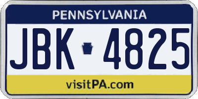 PA license plate JBK4825