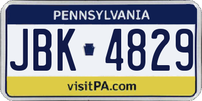 PA license plate JBK4829
