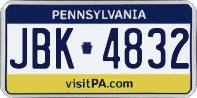 PA license plate JBK4832