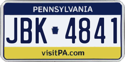 PA license plate JBK4841