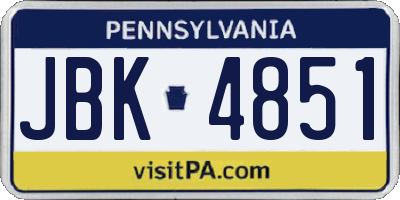 PA license plate JBK4851