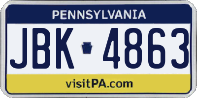 PA license plate JBK4863