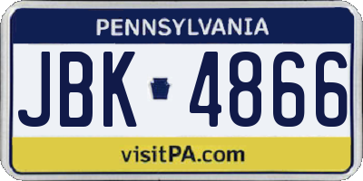 PA license plate JBK4866