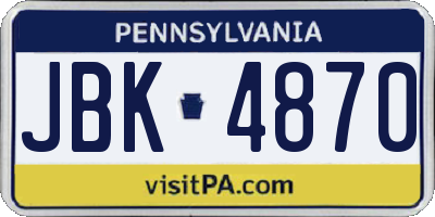 PA license plate JBK4870