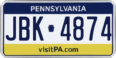 PA license plate JBK4874