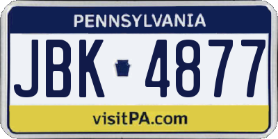 PA license plate JBK4877