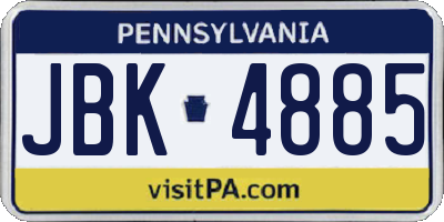 PA license plate JBK4885