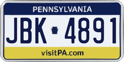 PA license plate JBK4891