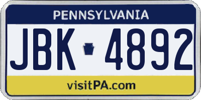 PA license plate JBK4892