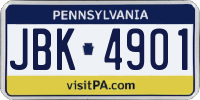 PA license plate JBK4901