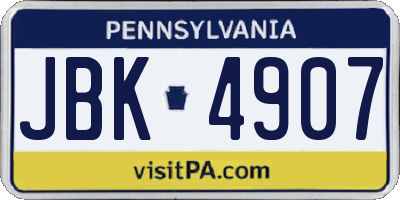 PA license plate JBK4907