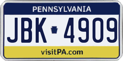 PA license plate JBK4909