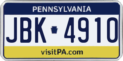 PA license plate JBK4910