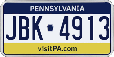 PA license plate JBK4913